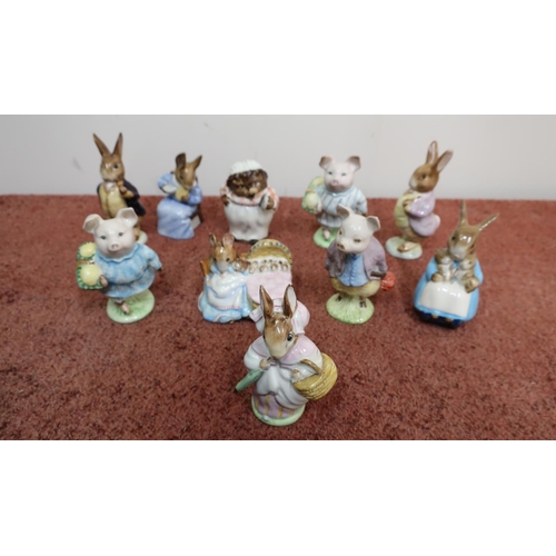 112 - Ten Beswick Beatrix Potter figures Mrs Tiggy Winkle, Mrs Rabbit and Bunnies, Mr Benjamin Bunny, Mrs ... 