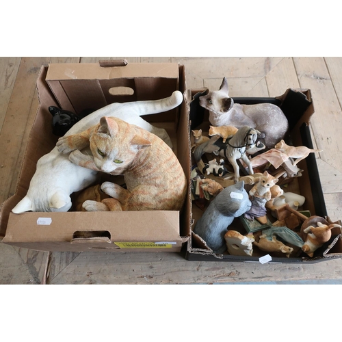 16 - Large resin model of a Tabby cat and a selection of other resin and pottery models of cats and kitte... 