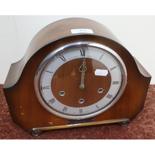 425 - Mid 20th C Smith's Westminster chiming mantel clock in beech case presentation plaque 'B R Eastern R... 