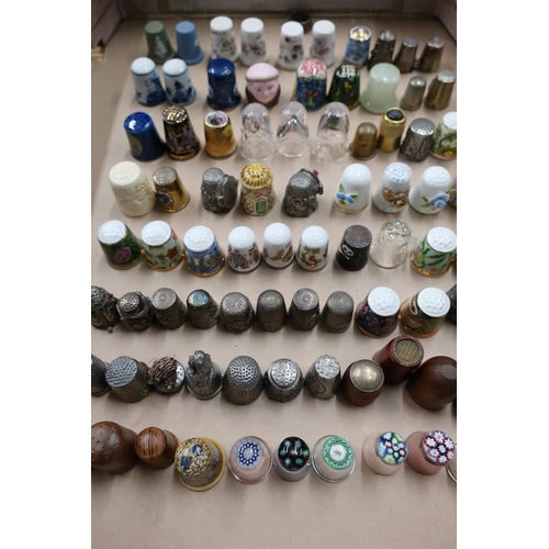 43 - Collection of bone china and Jasperware thimbles including Coalport, Wedgwood and pewter
