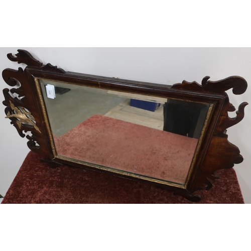 431 - 19th C Chippendale style bevelled edge wall mirror in mahogany frame