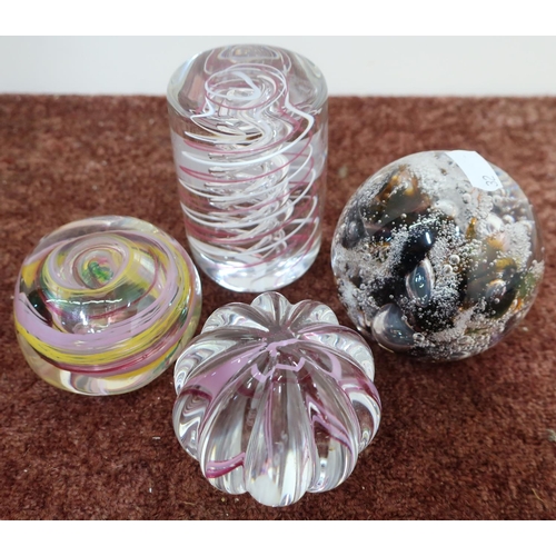 451 - Caithness paperweight, a Selkirk glass paperweight, Eirian glass paperweight, and a Langham glass pa... 