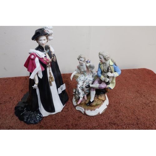 62 - Royal Worcester limited edition figure 'Her Majesty Queen Elizabeth II', 'The Order of the Garter' a... 