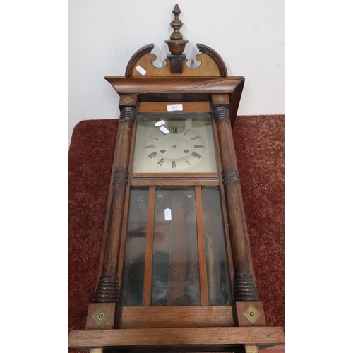 427 - Early 20th C Junghans walnut cased mantel clock, silver dial with striking movement