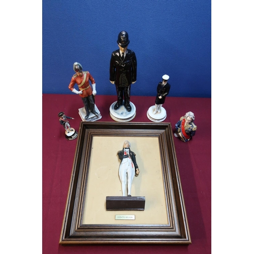 109 - Limited edition No. 62/100 Michael Sutty Police Constable figure, another ceramic figure of the Roya... 