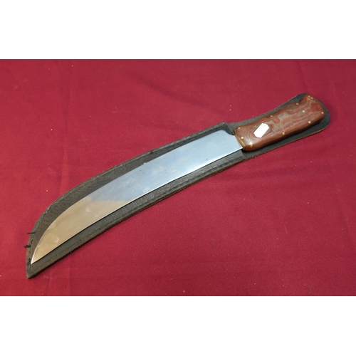 114 - John Nowill & Sons Ltd Sheffield, machete type knife with 13 inch slightly curved blade and single p... 