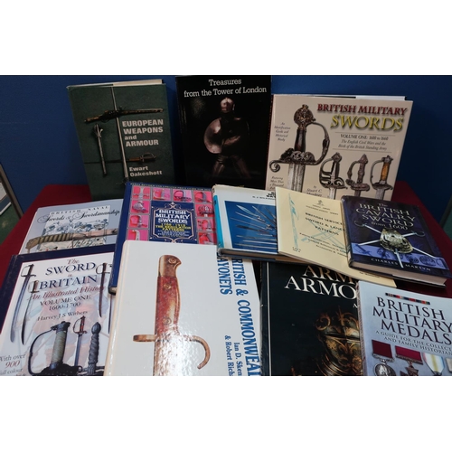125 - Quantity of various military reference books, mostly edged weapons, swords etc