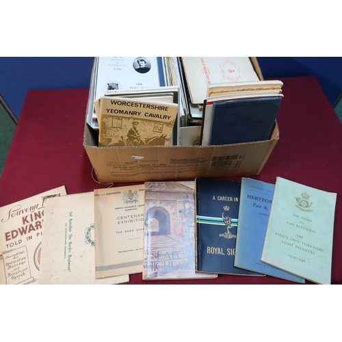 129 - Box containing a large quantity of military ephemera, pamphlets, regimental journals, booklets etc f... 