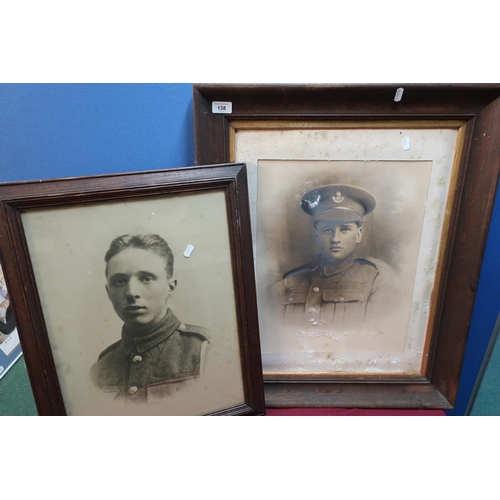 138 - Two framed and mounted photographic prints of c.WWI soldiers