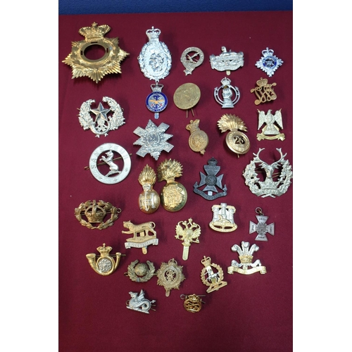 14 - Box containing a quantity of various military cap badges, mostly staybright, for various regiments i... 