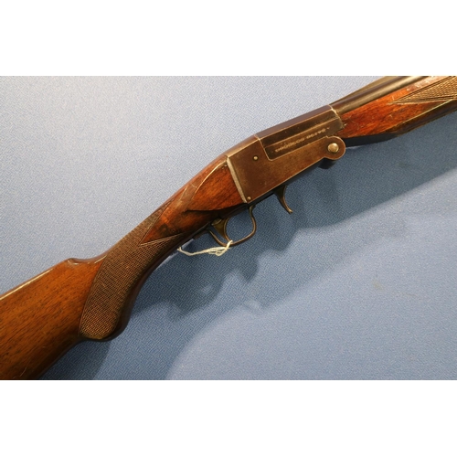 582 - Gamba 12 bore single barrel folding action shotgun with 27 1/2 inch barrels, and raised top vented r... 