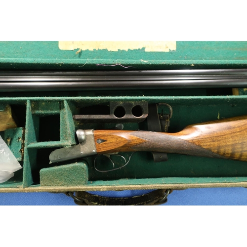 612 - Cased William Powell & Son 20 bore side by side ejector shotgun with 28 inch barrels, the top rib ma... 