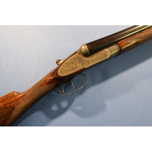 613 - Cased Boss & Co 12 bore side by side side-lock ejector shotgun with 28 inch barrels, choke 1/4 and 1... 