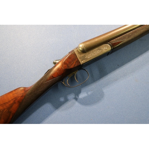 623 - Boswell 12 bore side by side shotgun, with 30 inch Damascus barrels, with traces of engraved detail ... 