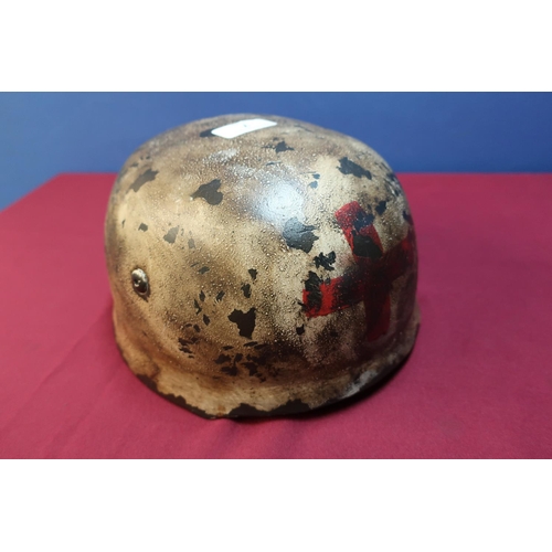 7 - German Paramedics steel helmet, the inside with painted detail K.Steiner, with modern liner and chin... 