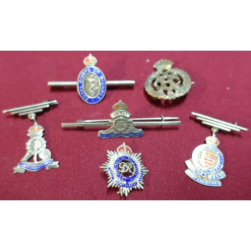 72 - Six various silver and silver & enamel sweetheart brooches for the Royal Corp of Signals, Royal Army... 