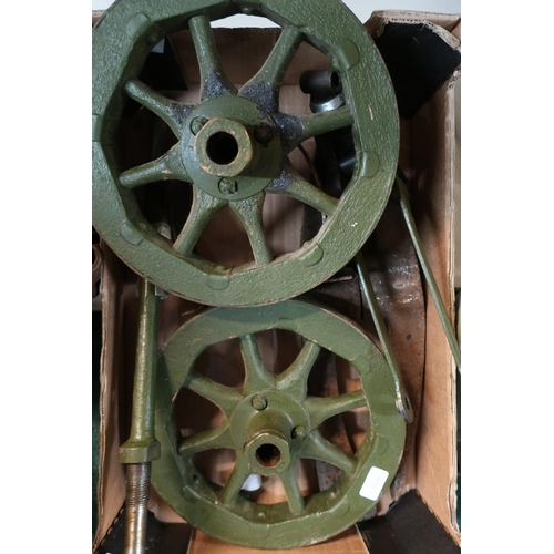 80 - Pair of Russian maxim machine gun carriage wheels and axle with rear elevation bracket and two pick ... 