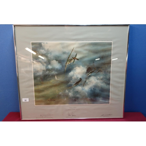 85 - Framed & mounted Frank Wootton print 'Achtung Spitfire' limited edition No.274/850 signed by the art... 
