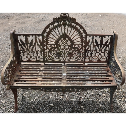 309 - 20th C Victorian style cast iron garden bench with arched back (width 135cm)