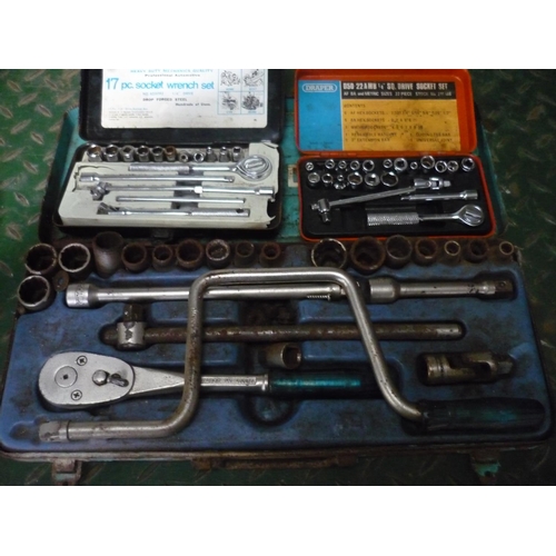 22 - Matador socket set with ratchet, a Draper socket set and a Kinzo seventeen piece socket wrench set