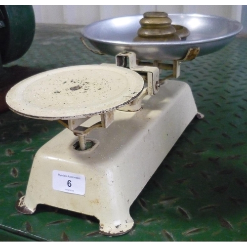 6 - Set of kitchen scales with a set of vintage weights