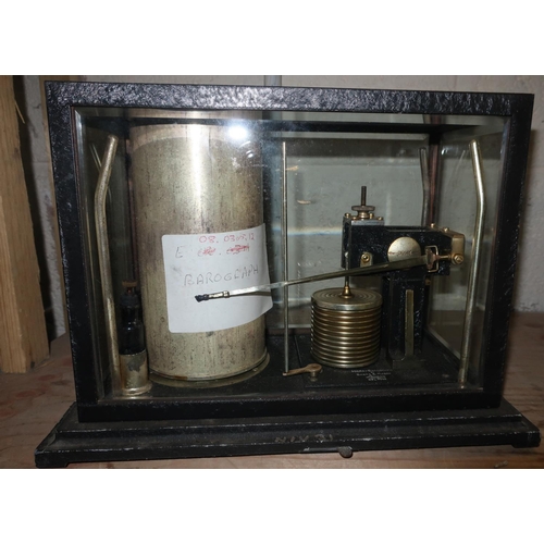 1 - Micro-Barograph by Short & Mason London No L7944, in metal framed case with bevelled edge panels, th... 