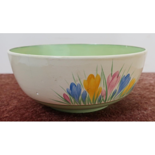 24 - Clarice Cliff Newport Pottery crocus pattern bowl (diameter 21.5cm) (A/F)