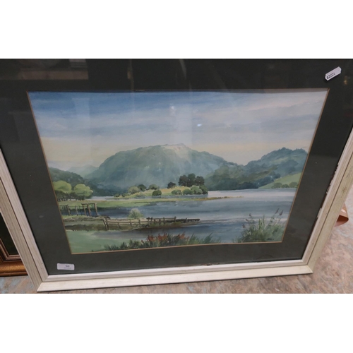 50 - Framed and mounted watercolour by G.Grieg Hall of lakeland scene (69cm x 56cm)
