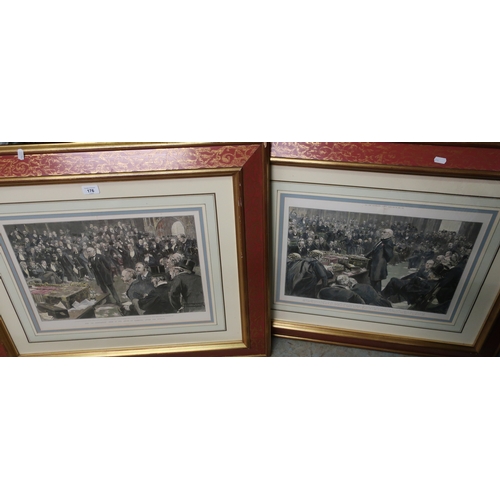 482 - Pair of framed prints of the 'No Confidence Vote In The House of Commons After The Division' and ano... 