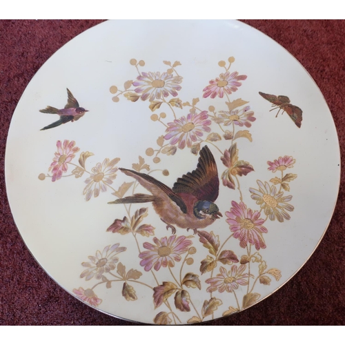 488 - 20th C cream and gilt charger decorated with various birds and foliage (diameter 35.5cm)