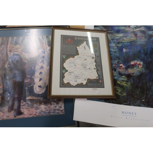 523 - Picture of Northumberland, a print by Monet and another print of Parisian gentlefolk