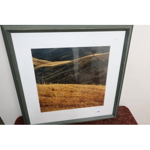 526 - Framed and mounted photographic print of landscape scene near Volterra Tuscany, signed by photograph... 