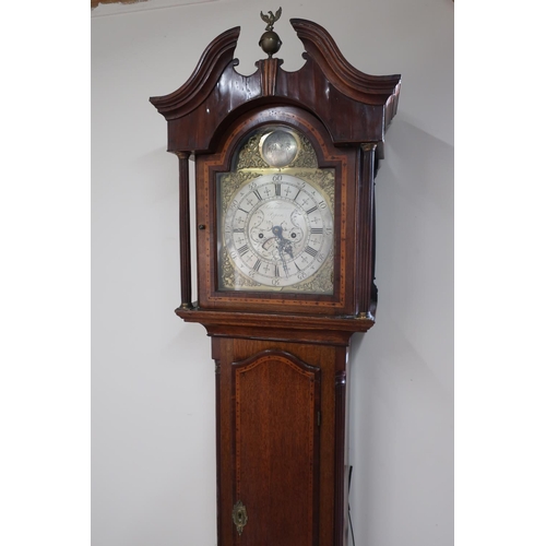 41 - Oak and mahogany cross banded and inlaid cased 8 day long case clock by John Gilbertson of Ripon, wi... 