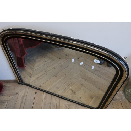 43 - Victorian ebonised and gilt over mantel mirror (width 110cm)