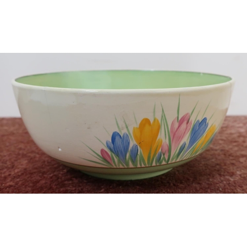 86 - Clarice Cliff Newport Pottery crocus pattern bowl (diameter 21.5cm) (A/F)