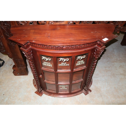 88 - Mahogany bow front wall cabinet with single cupboard door and barley twist column supports, with pai... 