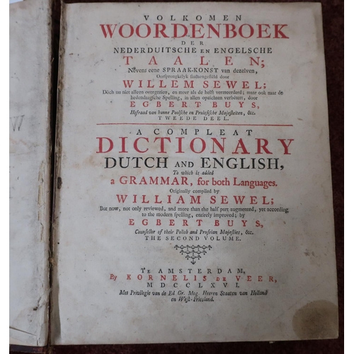 101 - Half leather bound volume Volkomen A Complete Dictionary Dutch And English, originally compiled by W... 