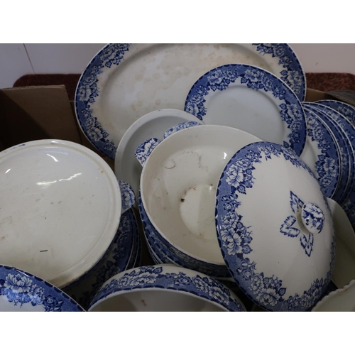 12 - Part Britannia Pottery Glasgow Peony pattern blue and white dinner service