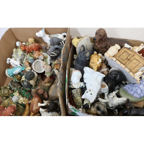 27 - Large selection of decorative wildlife cats, dogs and other figures in two boxes