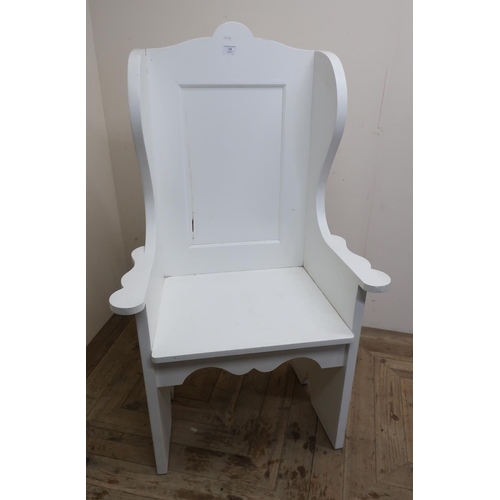 59 - White painted wing back chair