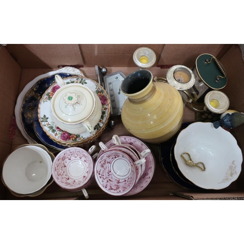 6 - Victorian lustre part tea service and various other Victorian and later ceramics in one box