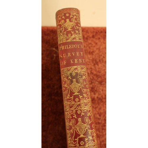 246 - 2nd edition of the 'Philepot's Survey of Kent' by Thomas Philipott in red leather and gilt cover