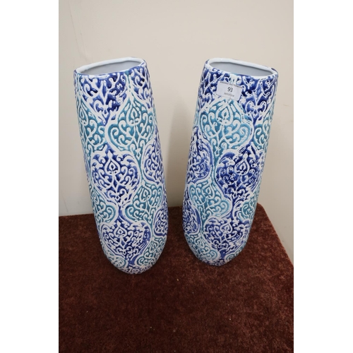 255 - Ex shop stock two pairs of blue glazed decorative vases