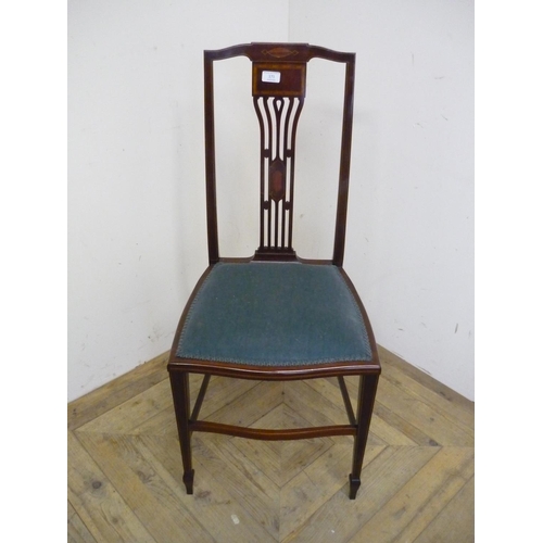 171 - Edwardian mahogany inlaid chair with upholstered seat