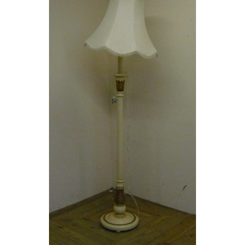 172 - Cream and gilt wooden standard lamp