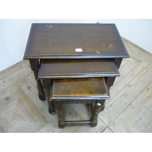 174 - Nest of three oak occasional tables