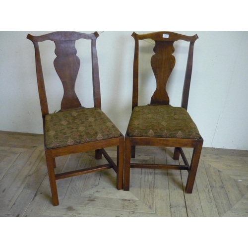 214 - Pair of 19th C elm country style chairs with drop-in seats and H shaped under stretchers