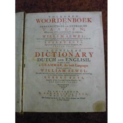101 - Half leather bound volume Volkomen A Complete Dictionary Dutch And English, originally compiled by W... 