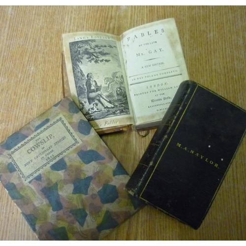 184 - The Cowslip book by Daisy London 1811, leather bound volume of Fables by the late Mr Gay New Edition... 