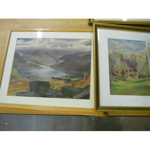 323 - Set of four framed and mounted Lupton prints, a signed John Burt print and another framed landscape ... 